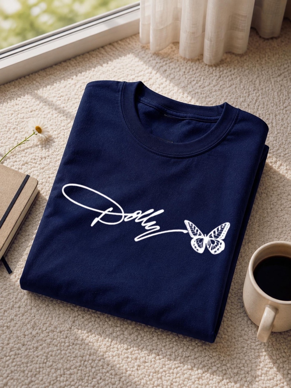 Dolly Parton Signature Shirt, Dolly Memorial Navy Graphic Tee